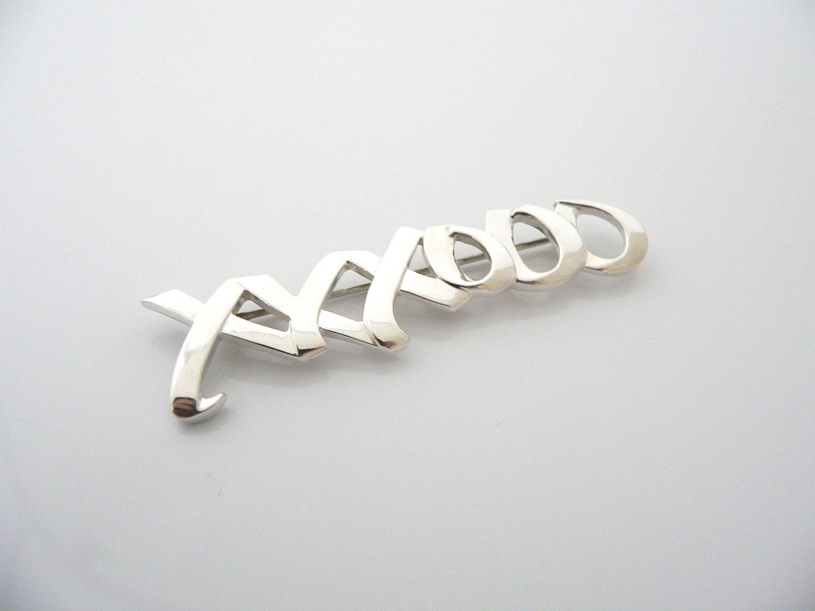 Tiffany & Co Silver Picasso XO Love Kisses Brooch Pin Large 2.75 In Hugs Gift