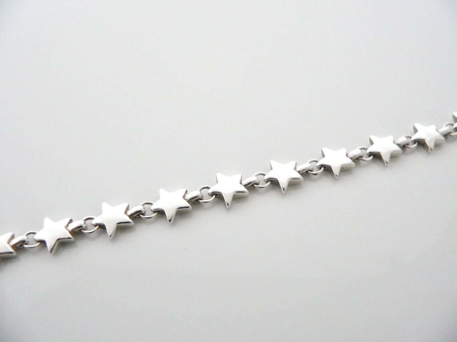 Tiffany & Co Silver Stars Link Bracelet Bangle 7.5 In Chain Longer Length Gift