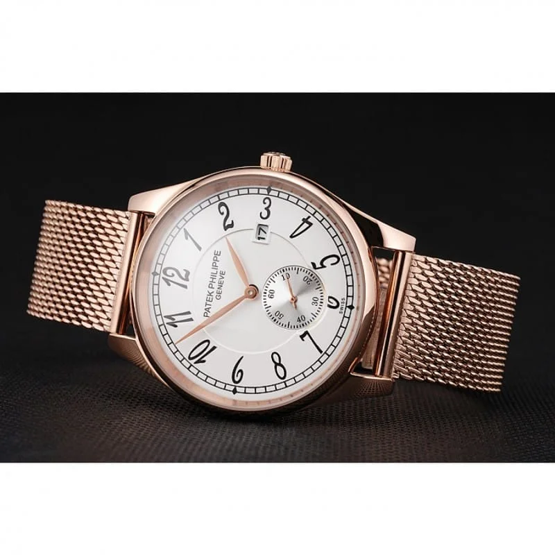 Calatrava Small Seconds Dial White 40 mm, Rose Gold Plated