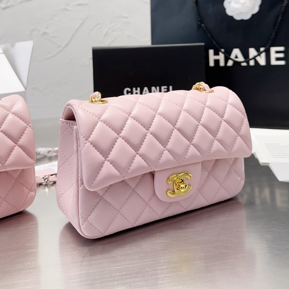 Chanel Classic Pink Flag Bag Small 20cm- Lambskin Shoulder Bag (Replica)