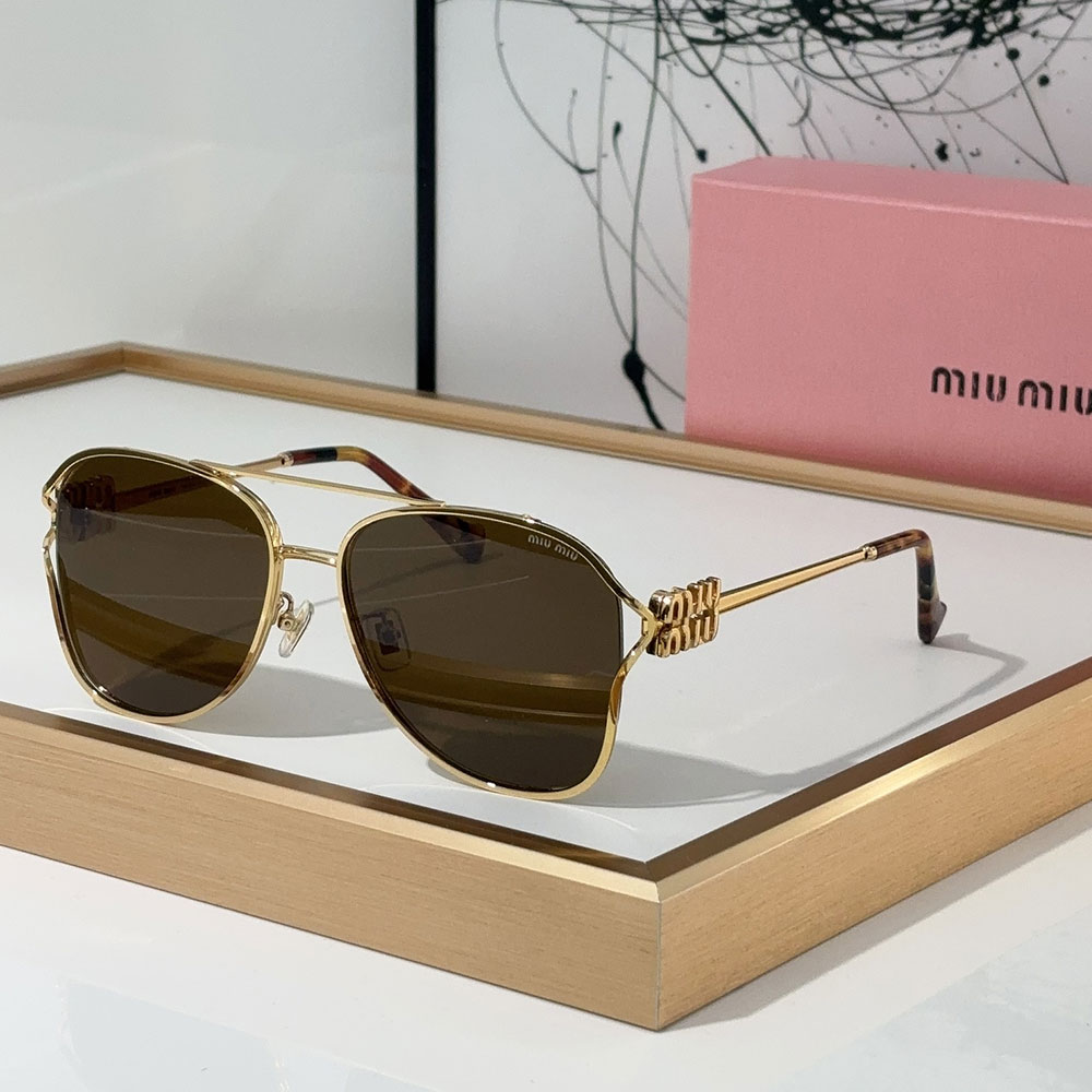 Miumiu  Slim Metal Logo Mirror Legs Sunglasses Top quality （Replica）