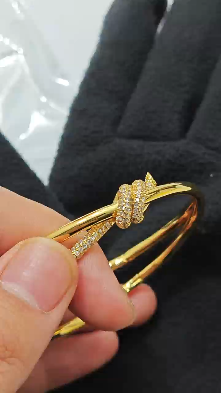 Tiffany&Co Knot Bracelet Dupe, Gold & Rose Gold, Diamonds