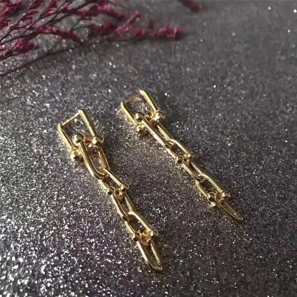 Tiffany Hardwear Interlocking Link Earrings Sterling Silver Couple Style Jewelry USA38087932/38087975