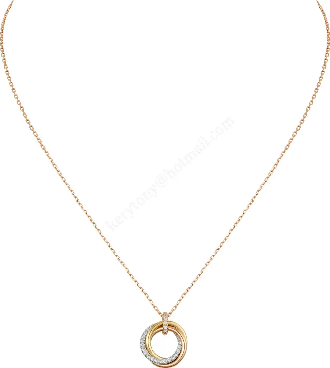 Summer Popular Cartier Trinity Necklace White Gold/Yellow God/Rose Gold with Diamonds B7224586 Replica