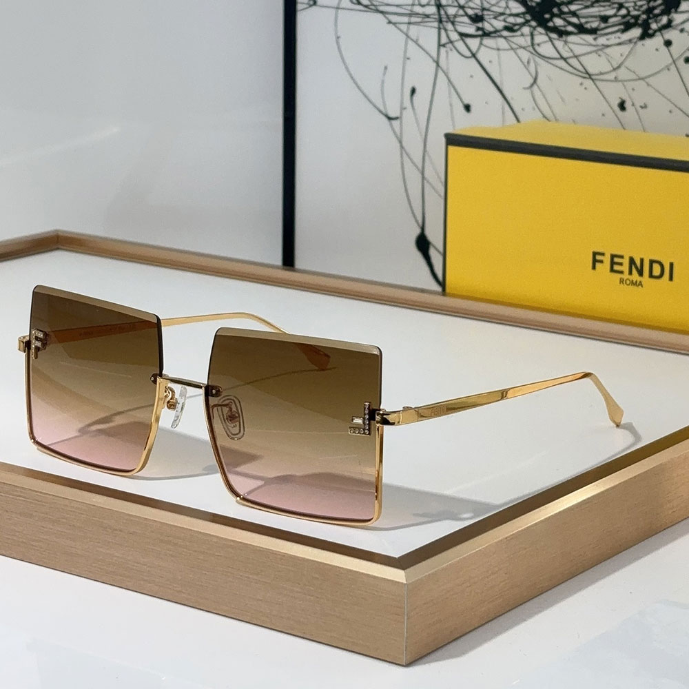 Fendi  Half Frame Thin Metal Frame Sunglasses Top quality （Replica）