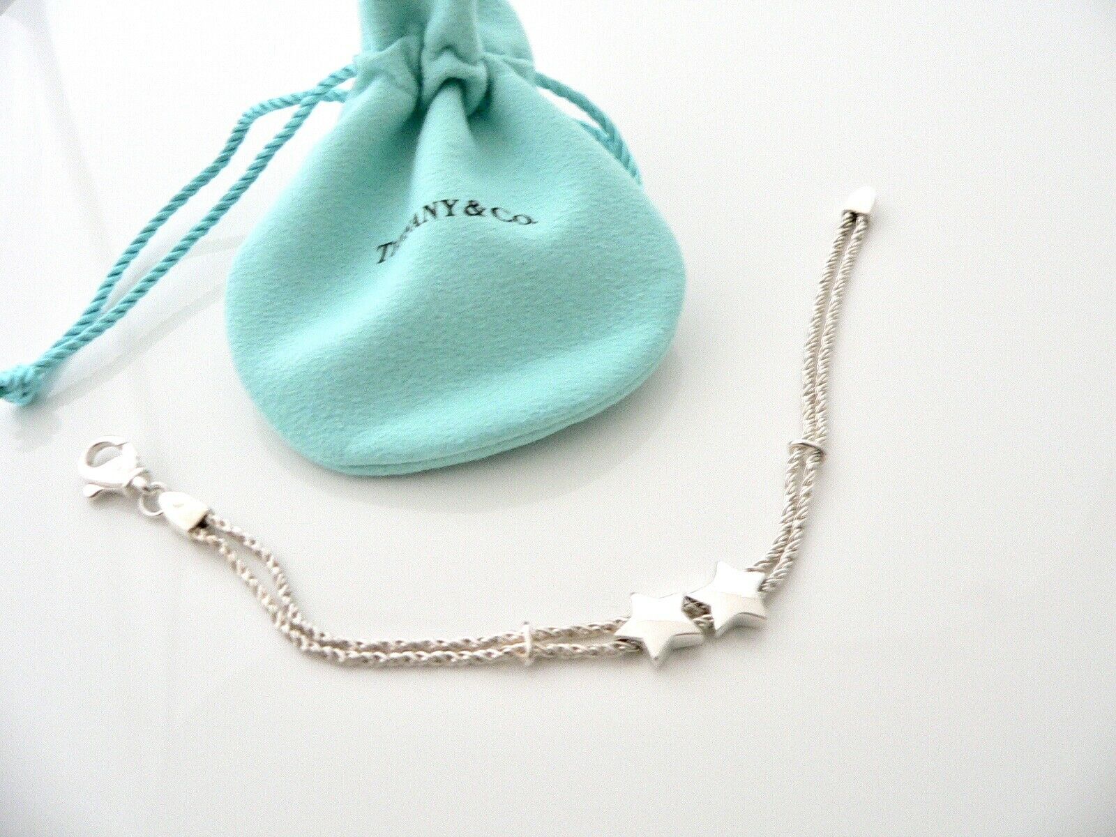 Tiffany & Co Stars Rope Bracelet Bangle Silver Classic Gift Love Pouch Statement