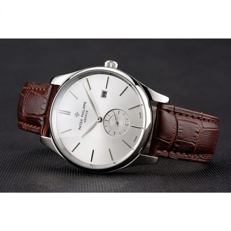 Calatrava Date Dial White 40 mm, Stainless Steel