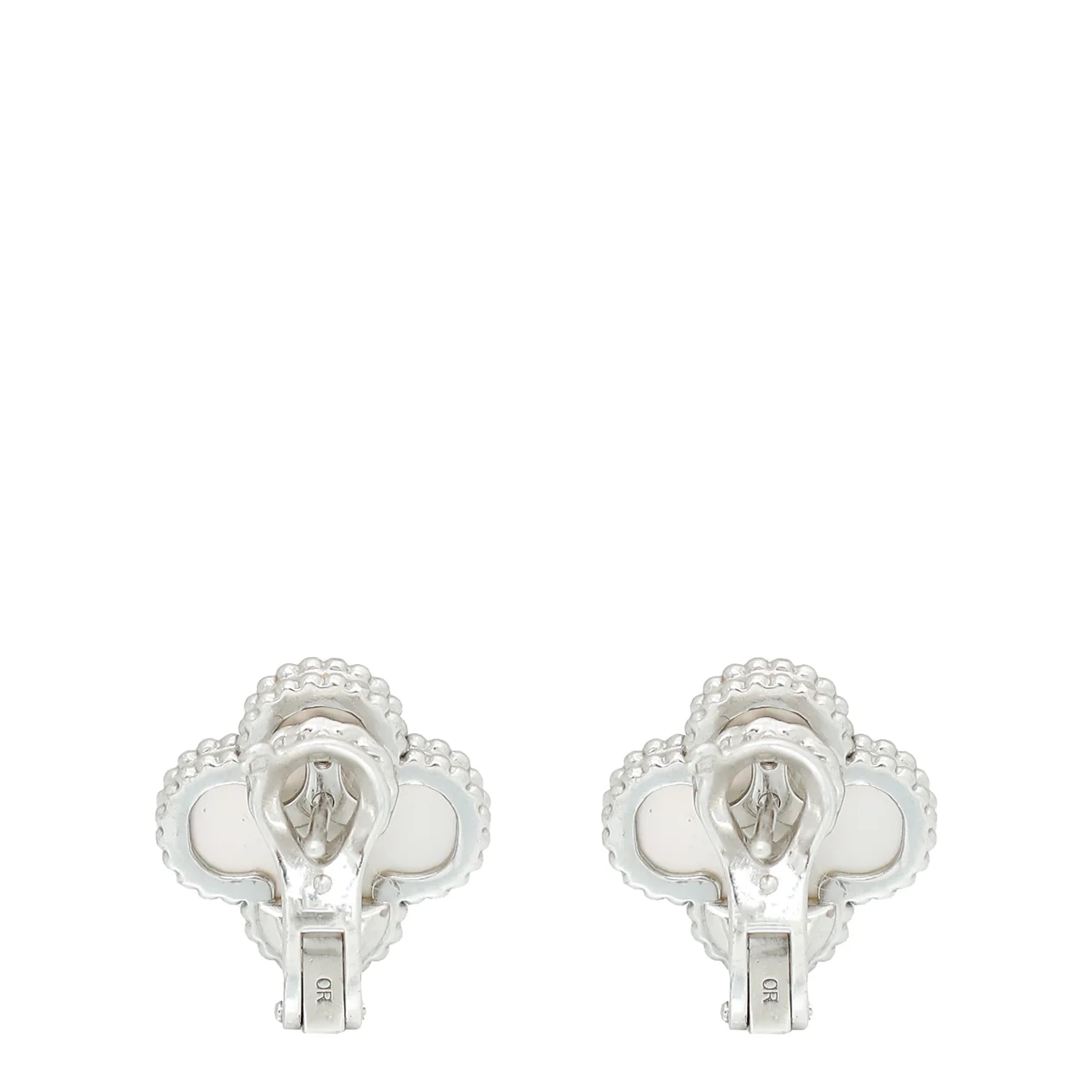 Van Cleef & Arpels 18K White Gold MOP Vintage Alhambra Earrings