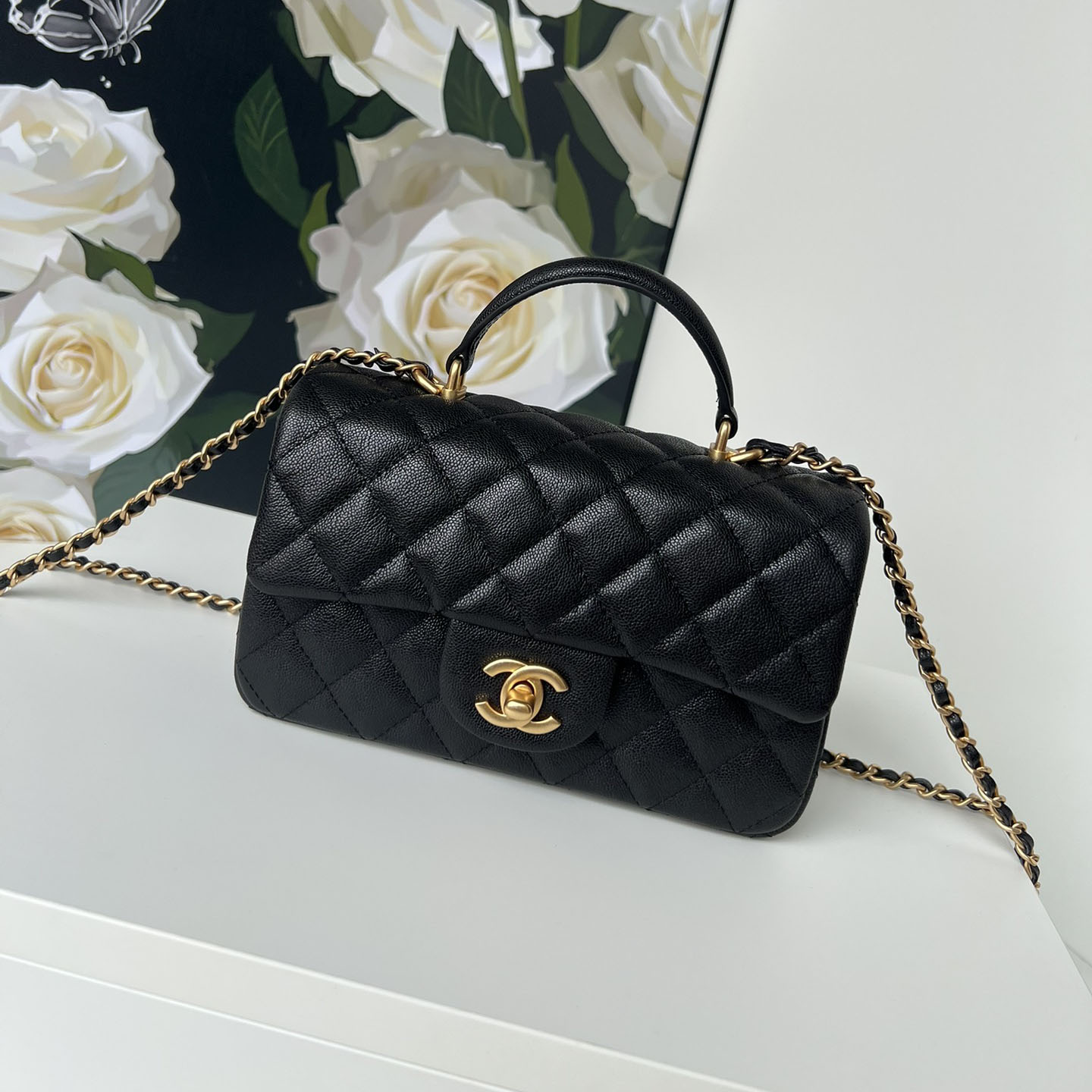 Chanel Classic Mini CF Mirror Version Flap Bag Top Handle Shoulder Bag Handbag 10A