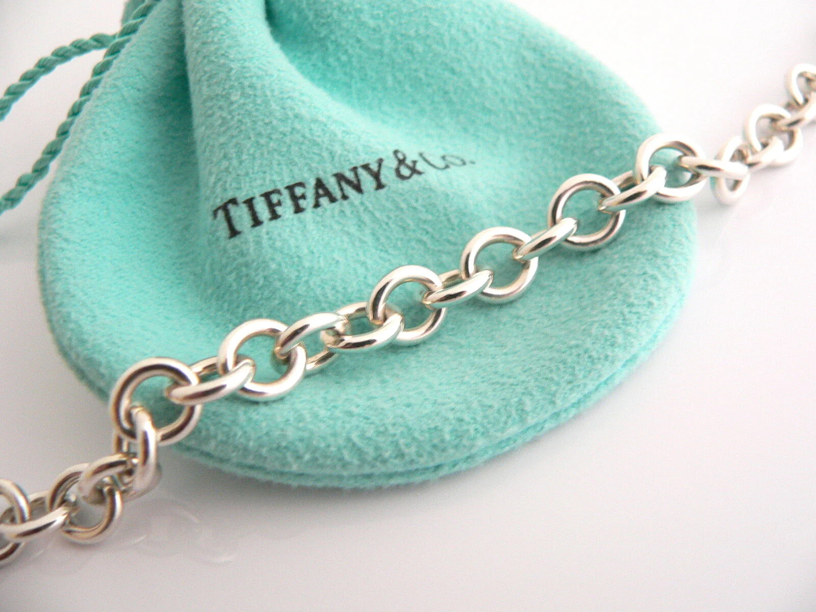 Tiffany & Co Heart Bracelet Love Match Padlock Charm Chain Silver Gift Pouch Art
