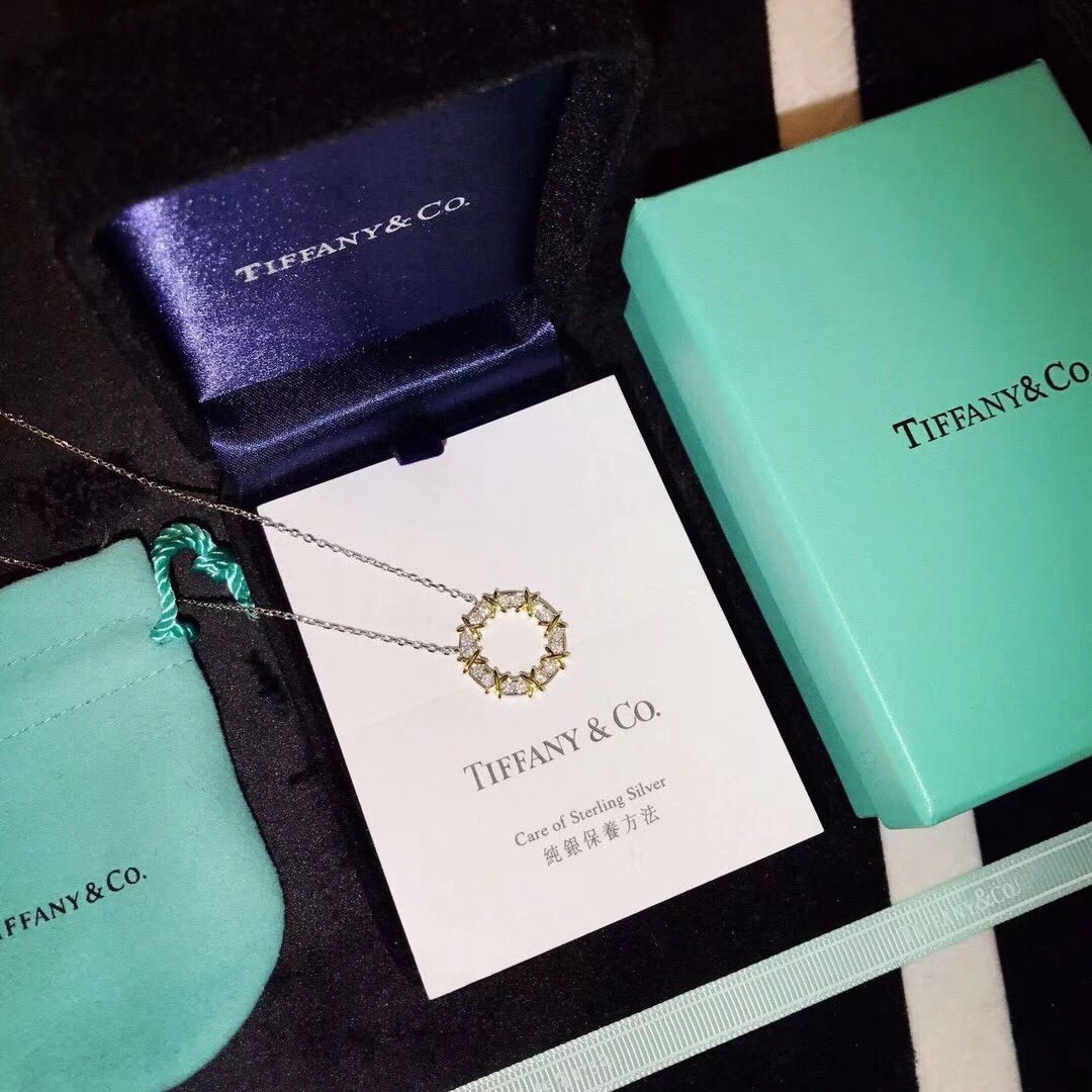 Fake Tiffany Schlumberger Sixteen Diamonds Circle Pendant