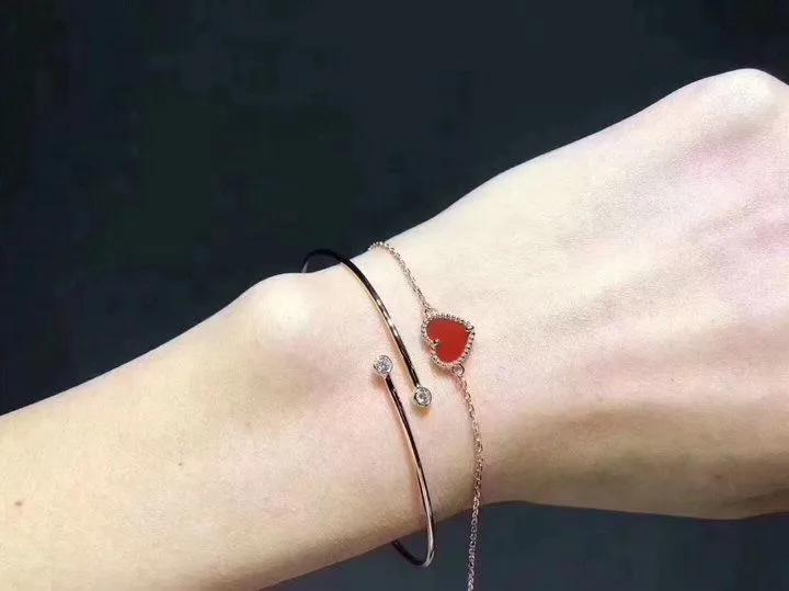 Tiffany Elsa Peretti Clone Diamonds Thin Adjustable Hoop Bangle Price In Malaysia Silver/Pink Gold Best Gift GRP10204/GRP09660