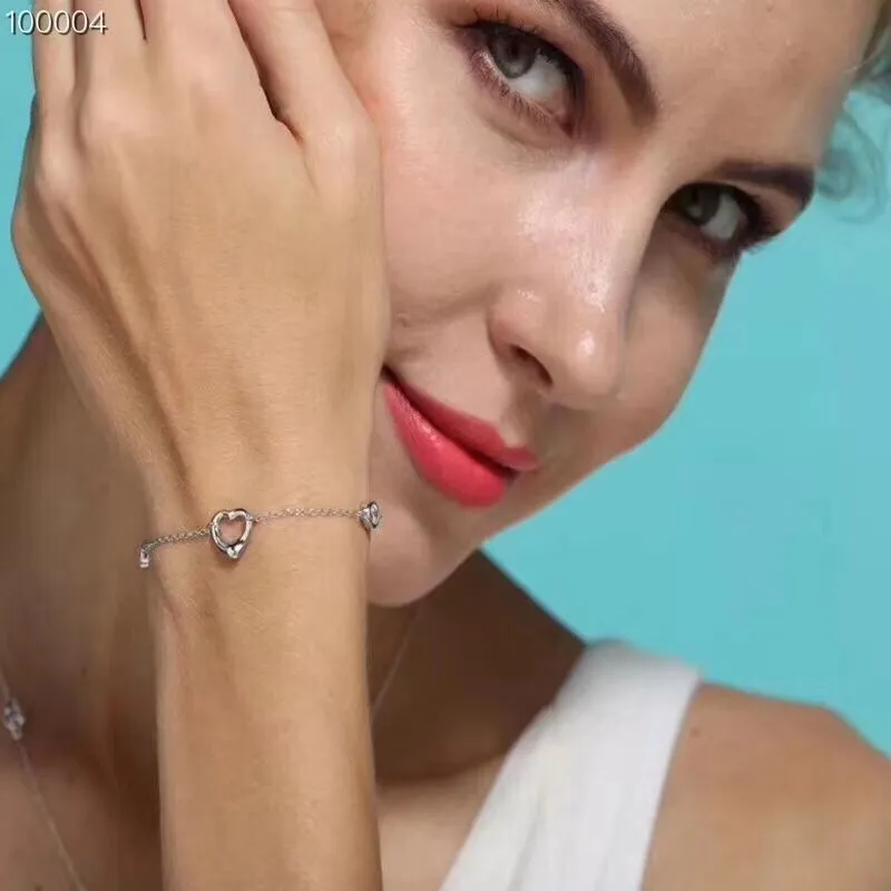 New Tiffany Elsa Peretti Diamonds By The Yard Open Heart Ladies Silver Bracelet 3151215N8