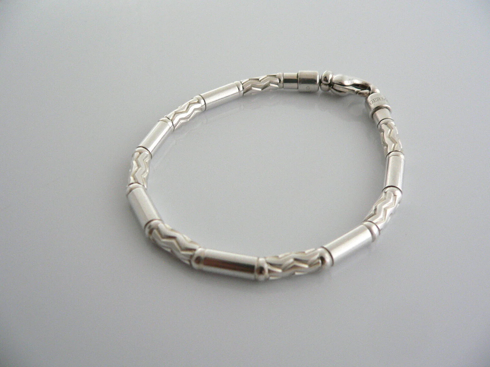 Tiffany & Co Silver Carved Bead Bracelet Etched Bangle Gift Love Statement Art
