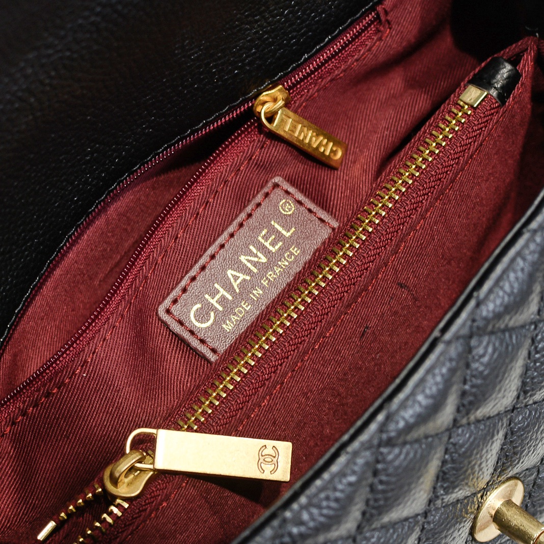 Chanel Stripe Gold Buckle Medium Shoulder Bag Handbag