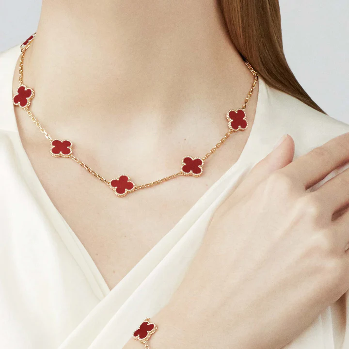 Clover Leaf Necklace,925 Silver, 18k Gold Plated,10 Motifs