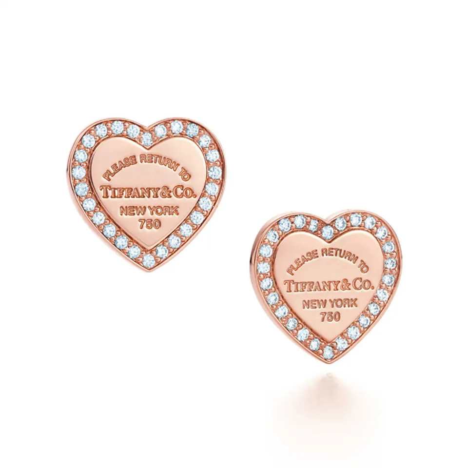 Top Tiffany Heart Earrings Sterling Silver Diamonds Fashion Style USA Wholesale Women