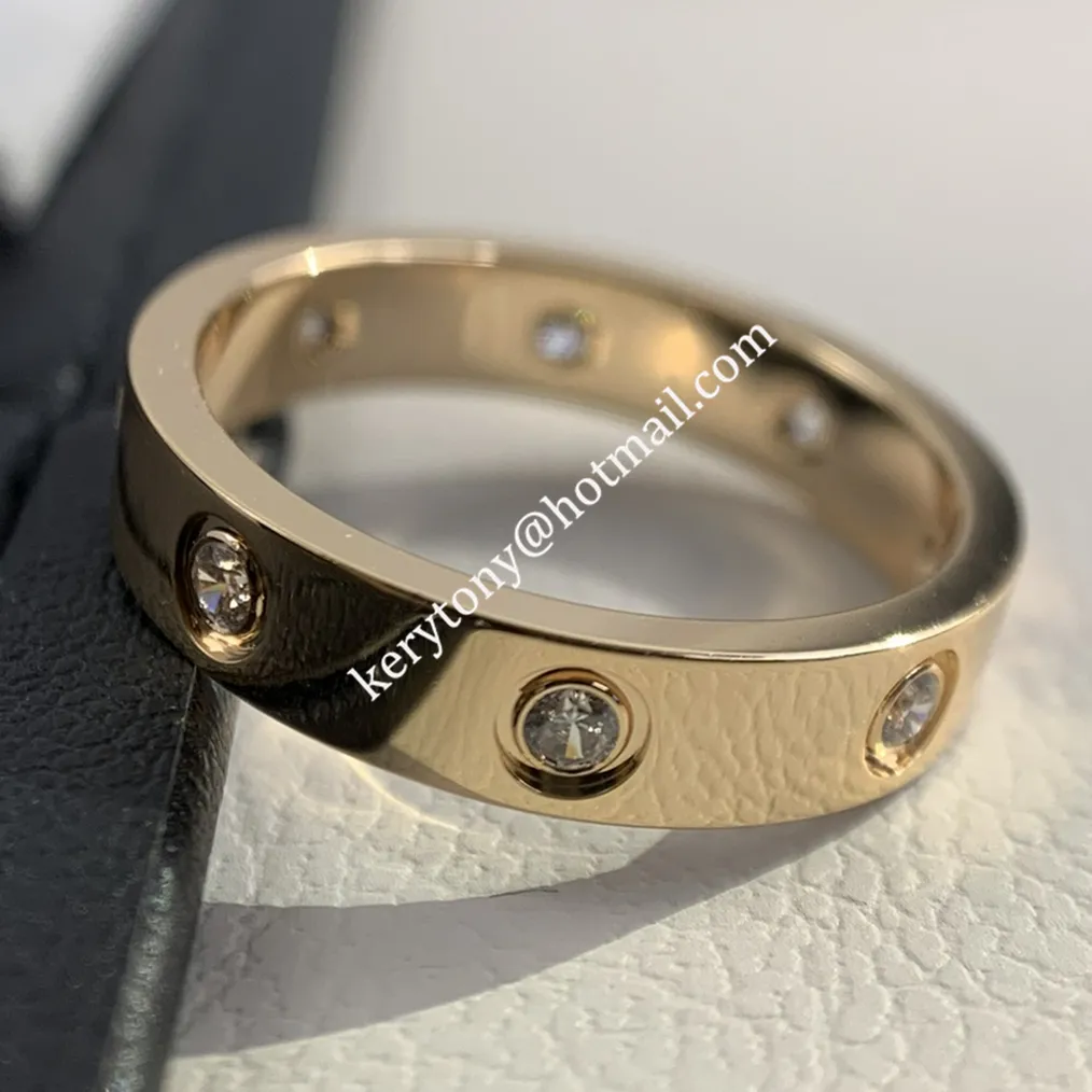 Good Reviews Cartier Love Ring 18K Rose Gold Ring With 8 Diamonds B4050800 For Sale
