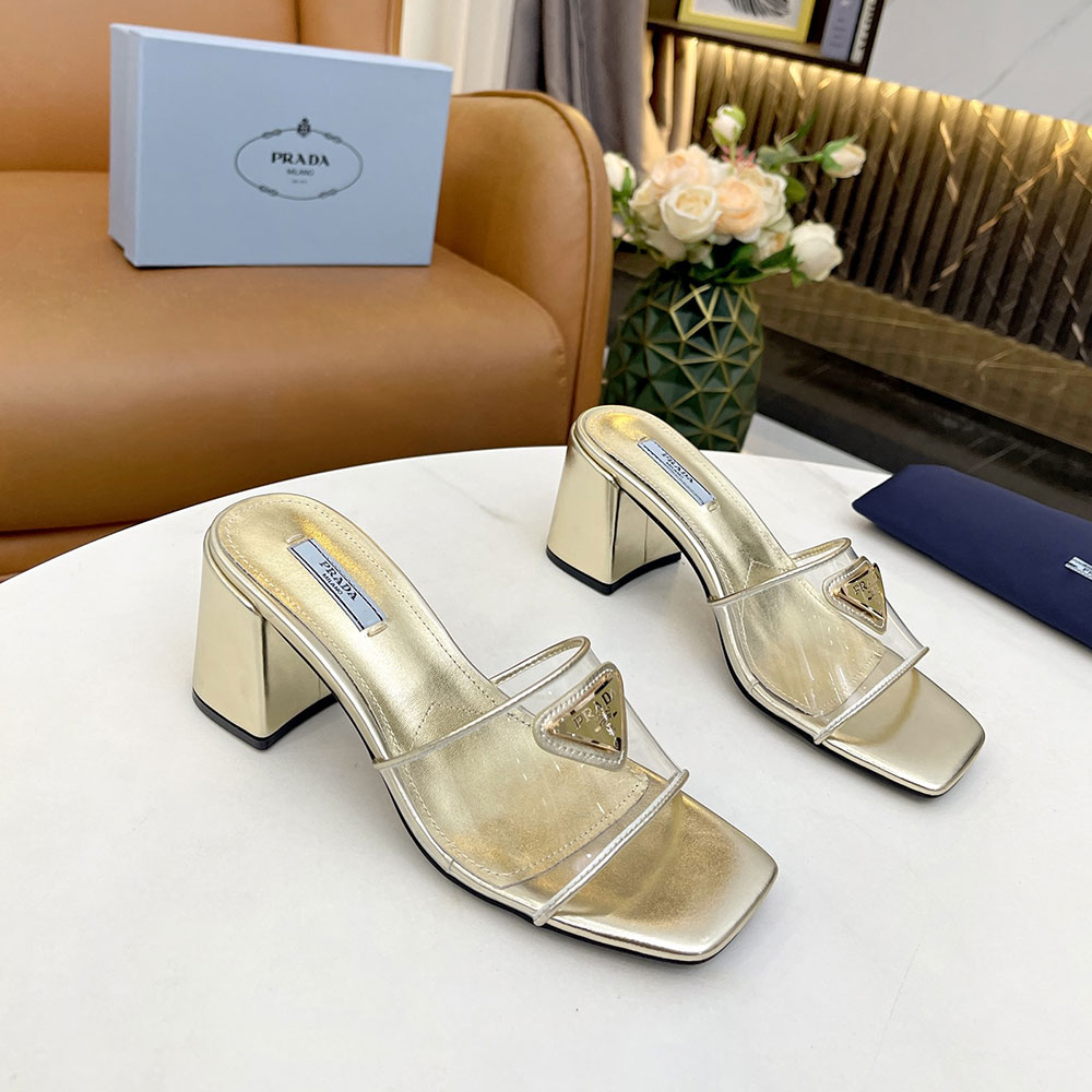 Prada  Leather Chunky Sandals Slide Sandal (Replica)