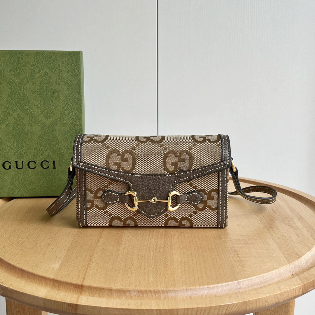 Gucci Horsebit 1955 Canva&Leather Shoulder Bag(Replica)