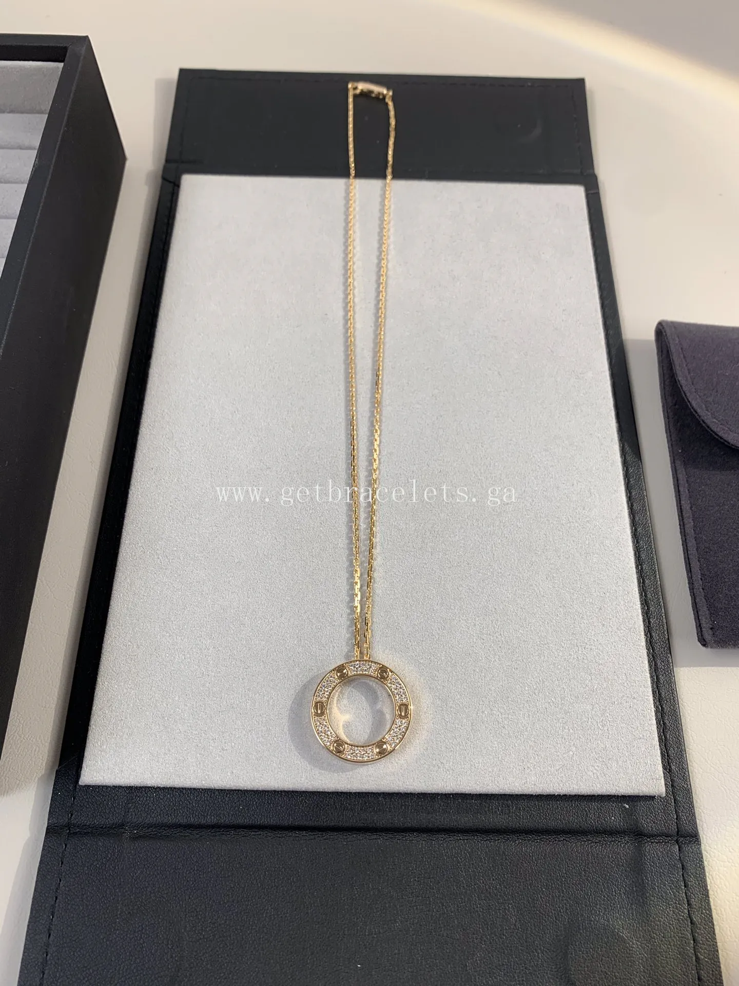 Cartier Love Necklace Rose Gold With Pave Diamonds