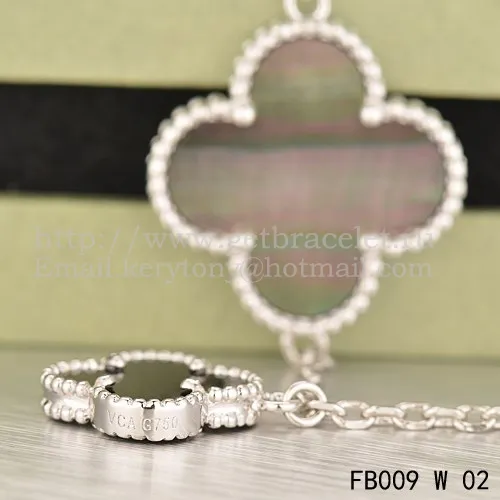 Van Cleef & Arpels Magic Alhambra Bracelet 5 Motifs White Gold With White Gray Mother Of Pearl Black Agate