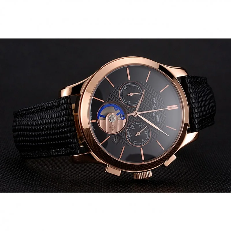 Chronograph Dial Black 43 mm, Rose Gold Plated