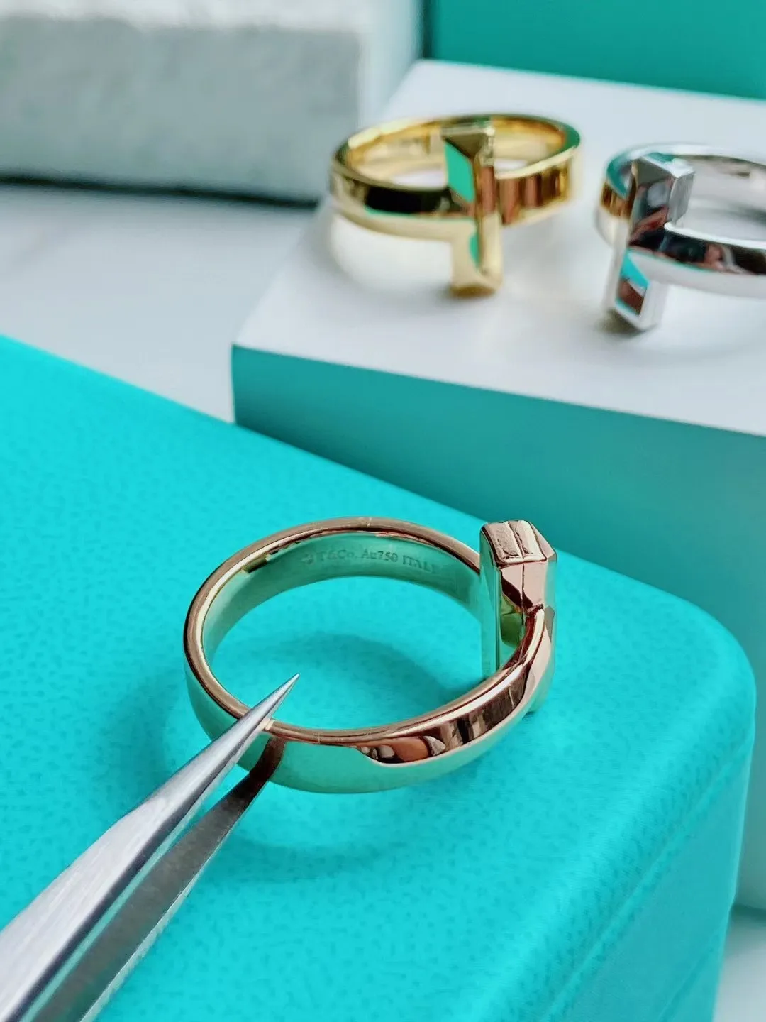Tiffany T1 Ring Yellow Gold/Rose Gold/White Gold Width 4.5mm