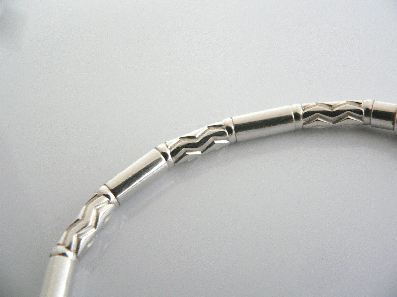 Tiffany & Co Silver Carved Bead Bracelet Etched Bangle Gift Love Statement Art