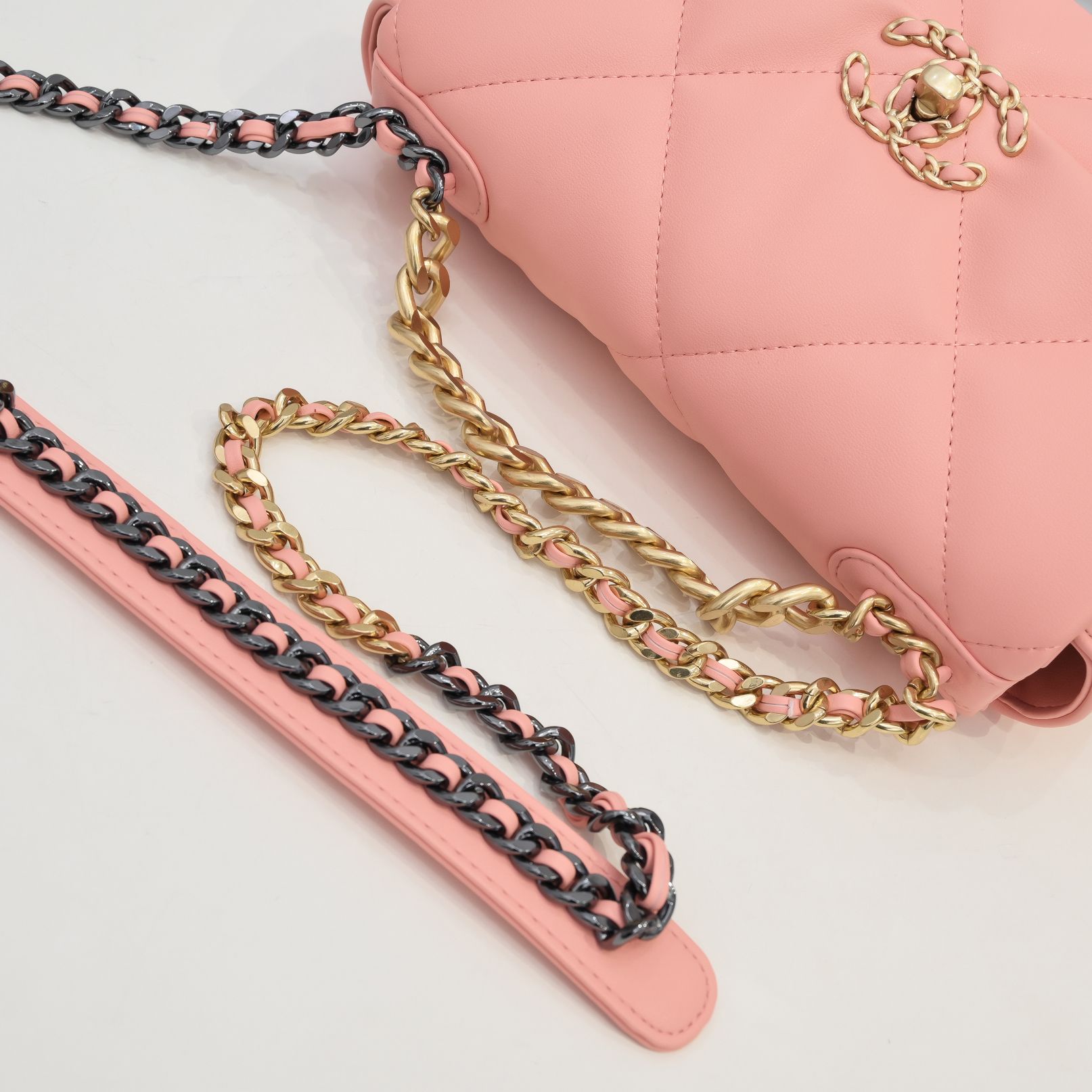 Chanel Lambskin Quilted Small 19 Flap Shoulder Bag Handbag