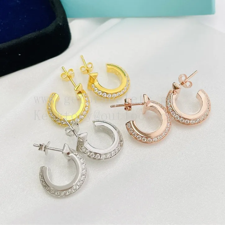 Tiffany T T1 Hoop Earrings Yellow Gold/White Gold/Pink Gold with Diamonds