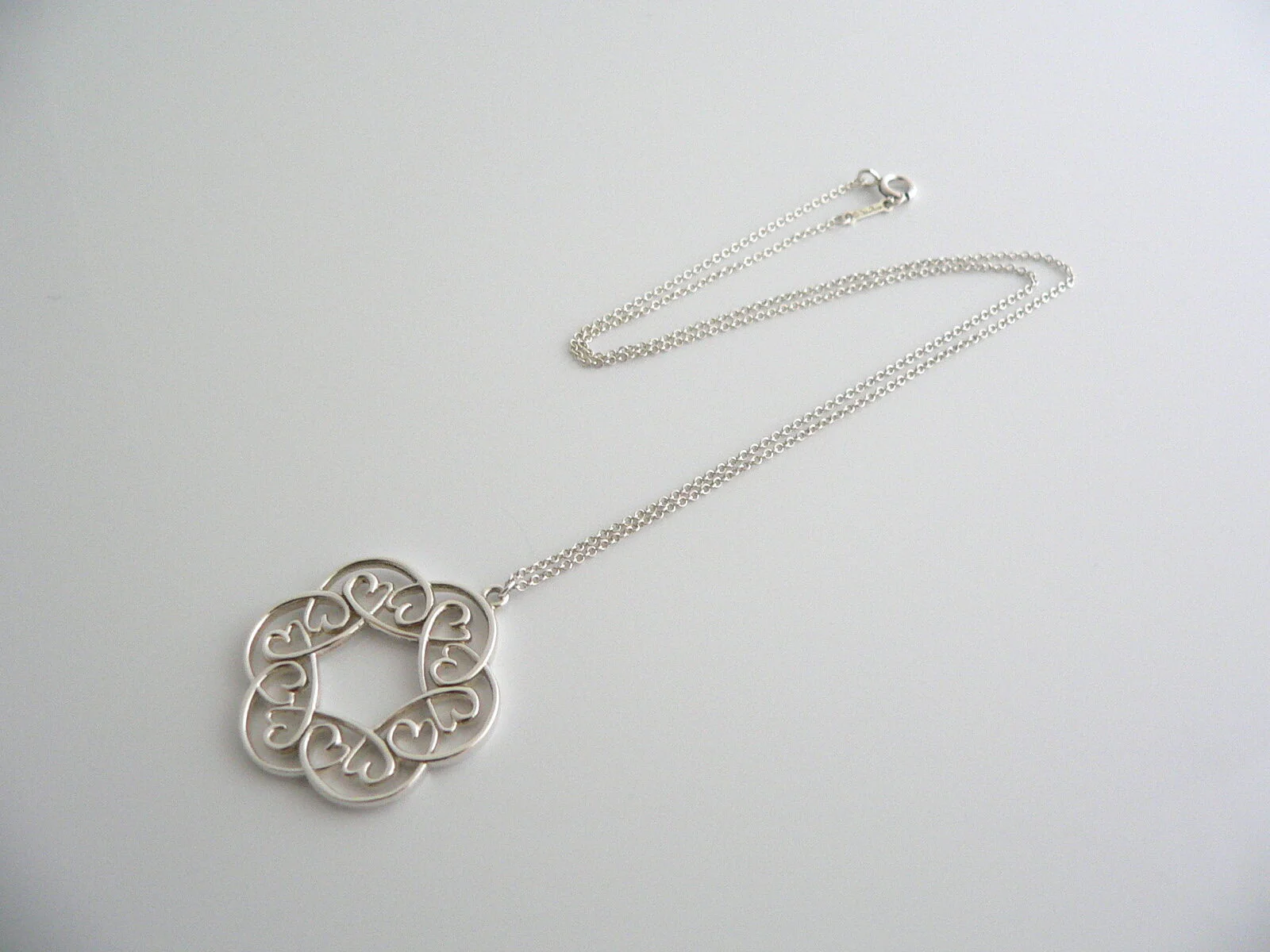 Tiffany & Co Picasso Multi Hearts Medallion Necklace Pendant Charm Chain Silver