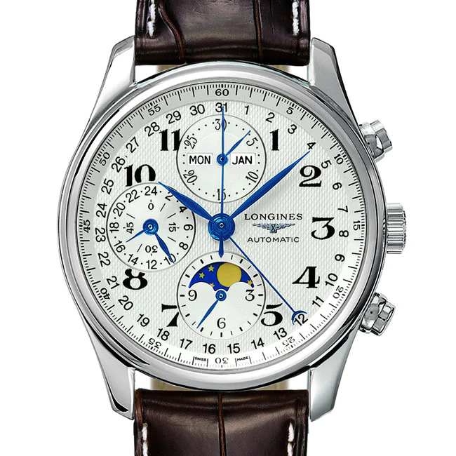 Master 40MM Automatic Chronograph Moonphase Brown Alligator Watch L26734783