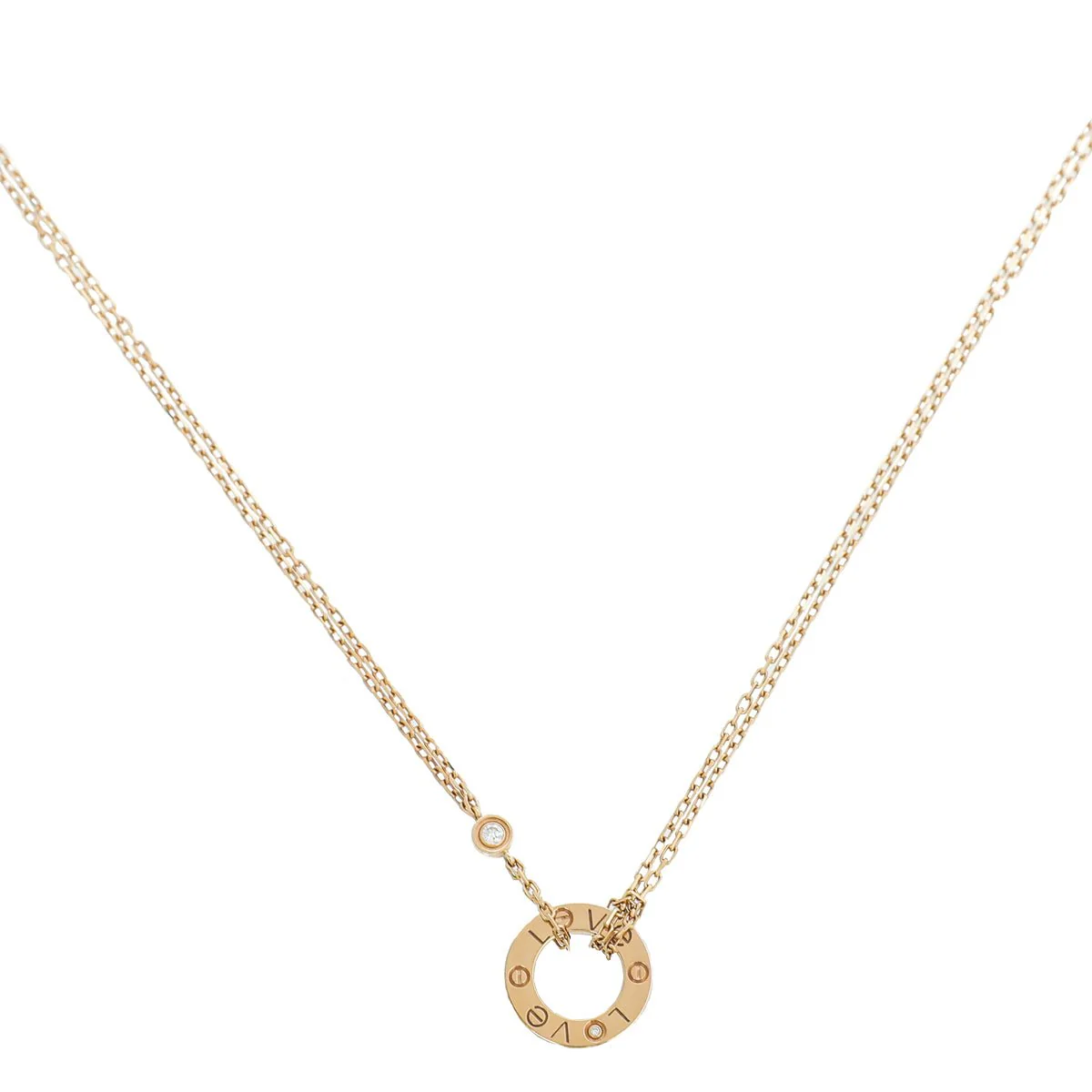 Cartier 18K Rose Gold 2 Diamond Love Necklace