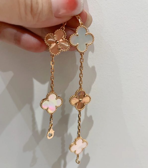 Van Cleef Bracelet Dupe, White& Gold Clover Bracelet