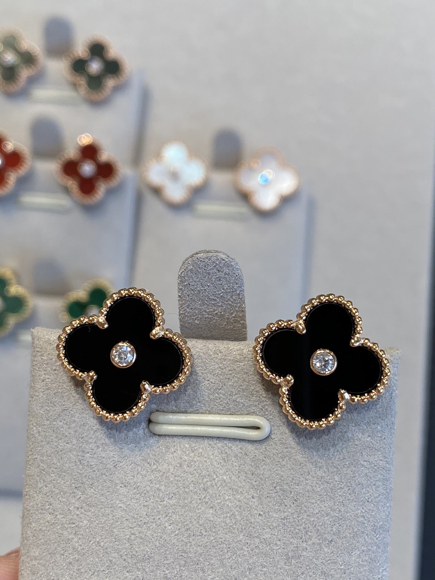 Van Cleef & Arpels Clover Earrings with Diamonds, Vintage Alhambra earrings