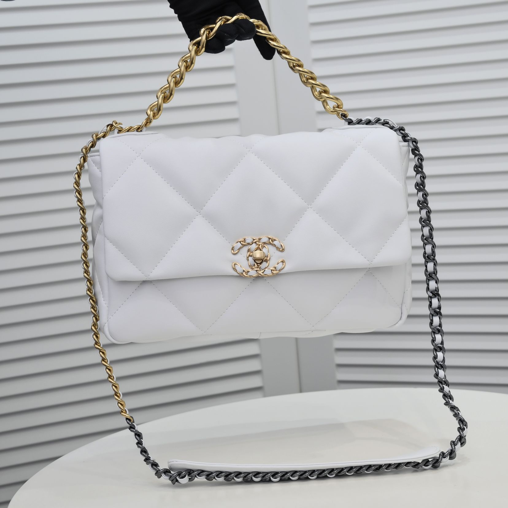 Chanel Lambskin Quilted Medium19 Flap Shoulder Bag Handbag