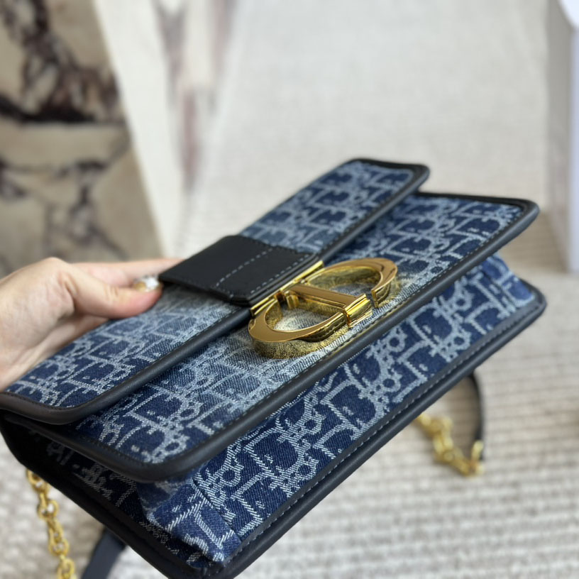DIOR Denim Oblique 30 Montaigne Flap Bag (Replica)