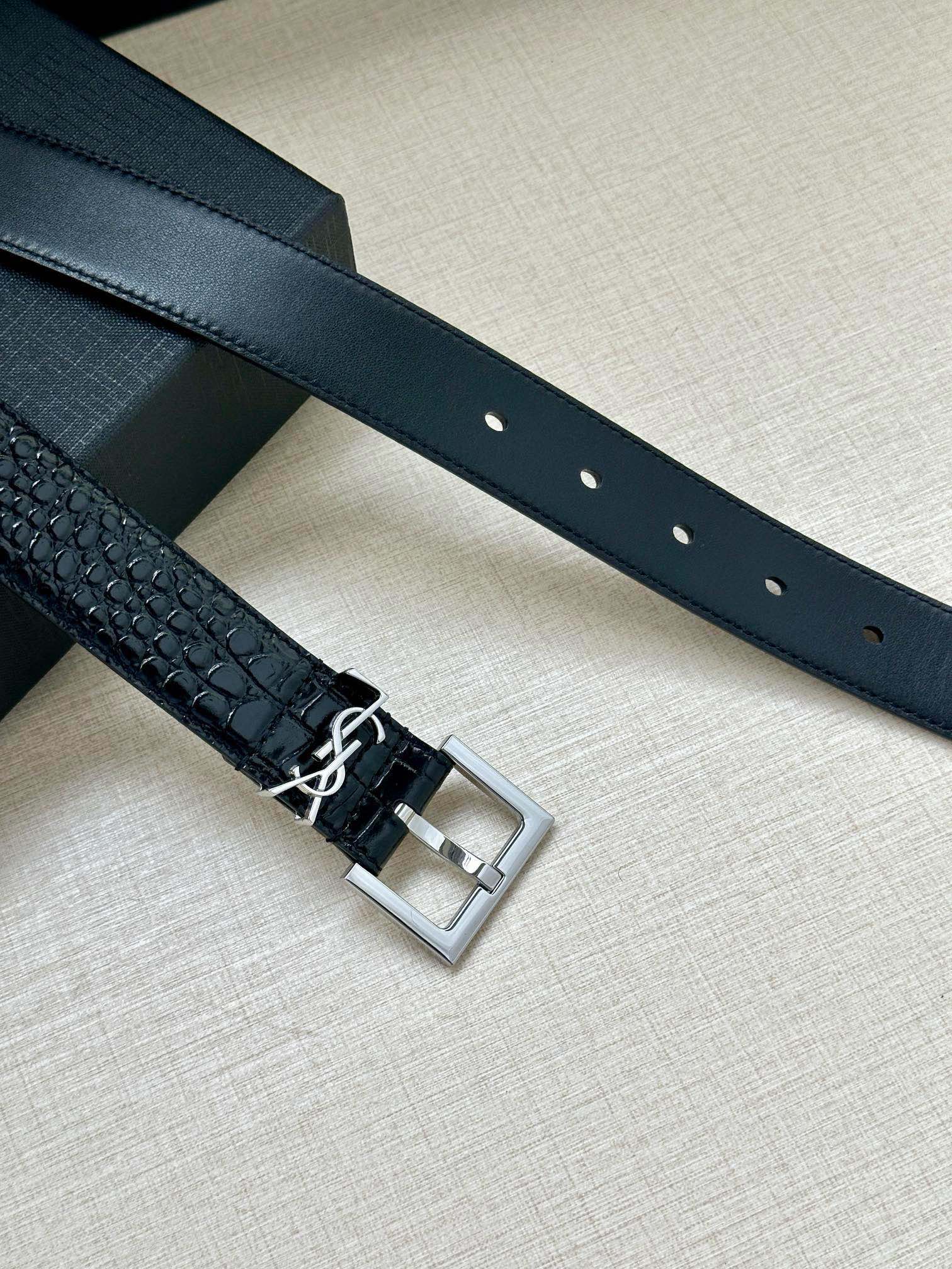 YSL Saint Laurent Leather Belts 1:1 Mirror Version