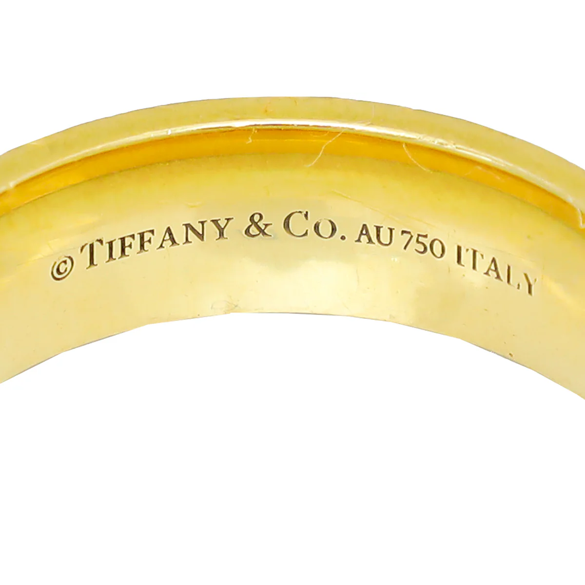 Tiffany & Co 18K Yellow Gold Diamond T Wide Ring 54