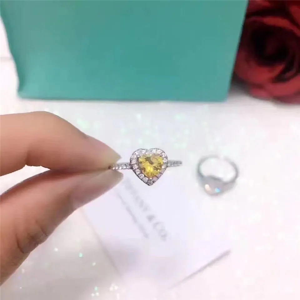 Tiffany Soleste Heart-shaped Ring Yellow/White Crystals Gorgeous Jewelry New York Fashion 28681178