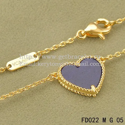 Van Cleef Arpels Sweet Alhambra Heart Pendant Yellow Gold With Lapis Stone Mother Of Pearl