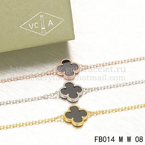 Van Cleef & Arpels Sweet Alhambra Bracelet White Gold With Black Onyx Mother Of Pearl