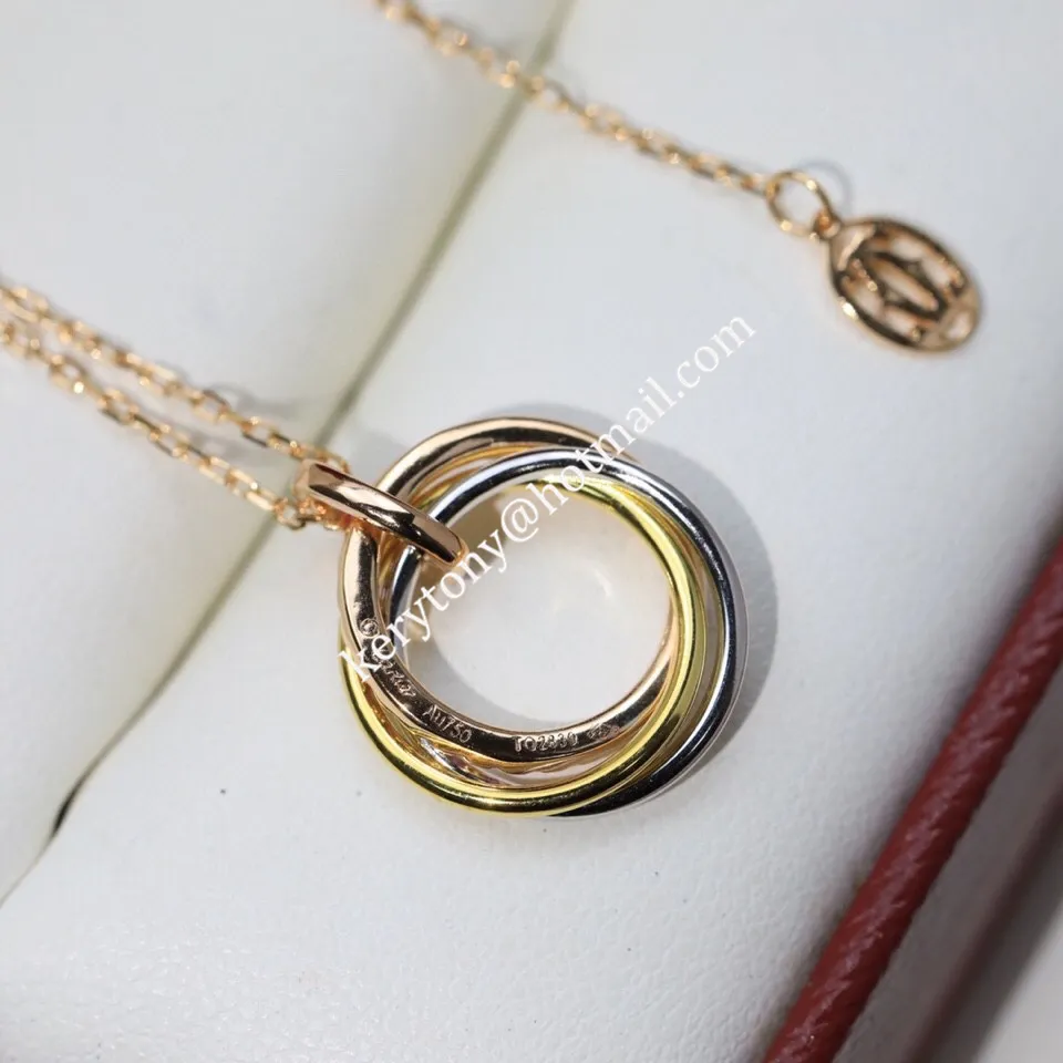 Women Fashion Jewellery Cartier Trinity Necklace White Gold/Yellow Gold with Pink Diamonds Online Sale
