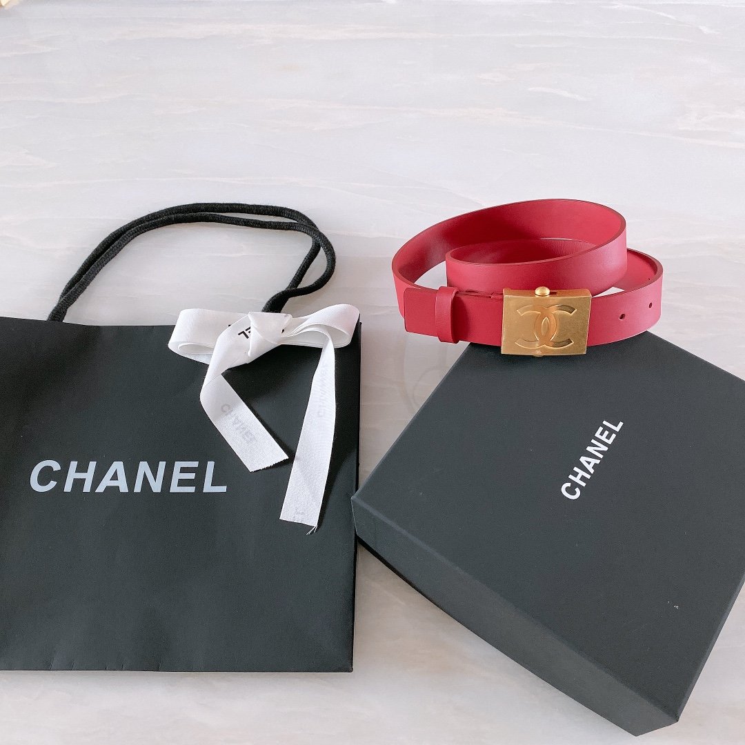 Chanel Belt With Ribbon Buckle Red Women Belt 30MM