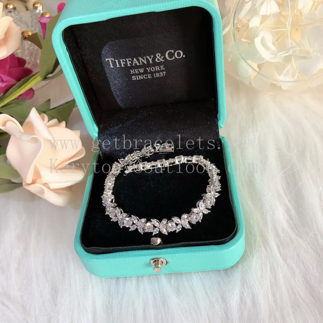 Tiffany Narrow Alternating Bracelet White Gold With Diamonds