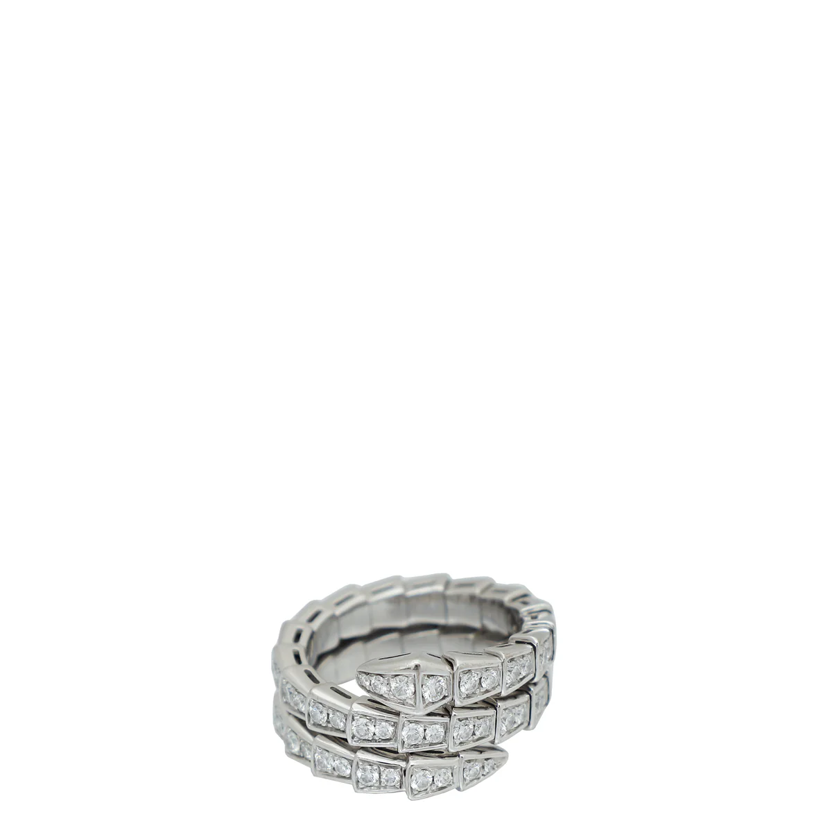 Bvlgari 18K White Gold Diamond Serpenti Viper Two-Coil Medium Ring