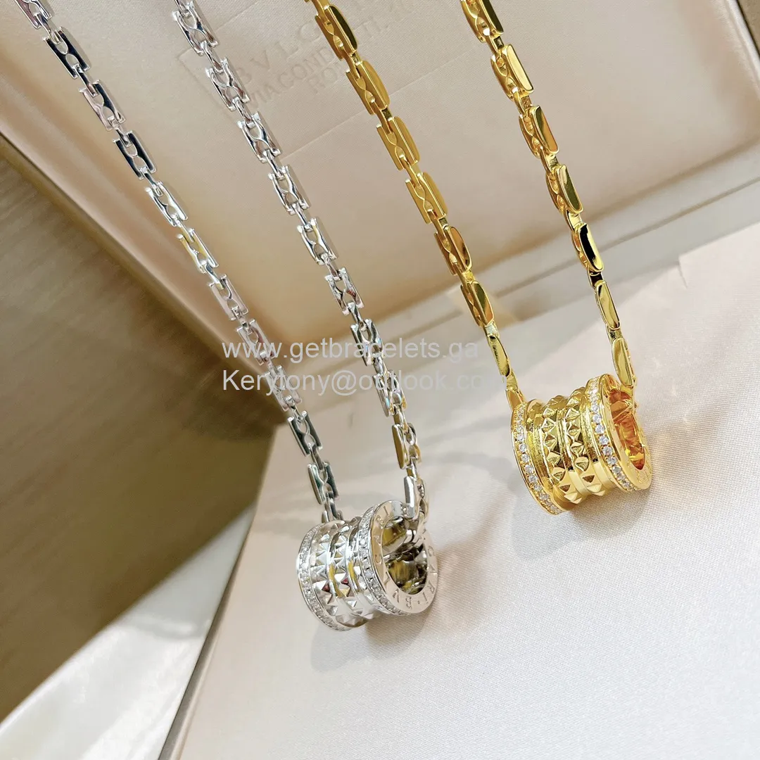 B.zero1 Rock Necklace with Pave Diamonds Yellow Gold and White Gold AAA