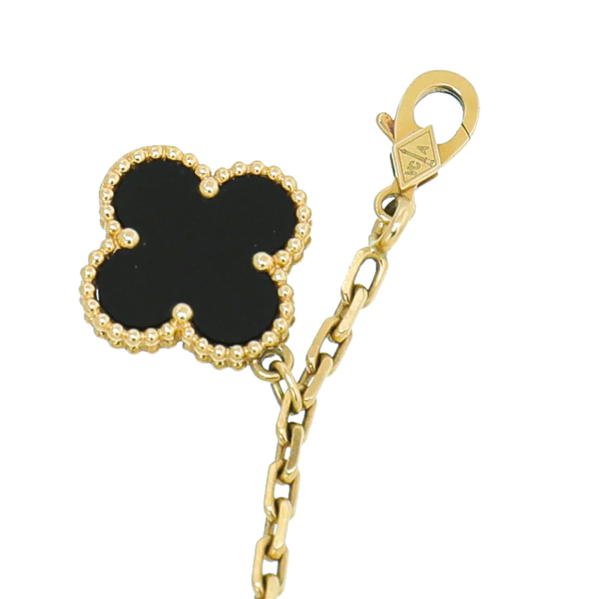 Van Cleef & Arpels 18K Yellow Gold MOP Onyx Magic Alhambra 5 Motifs Bracelet