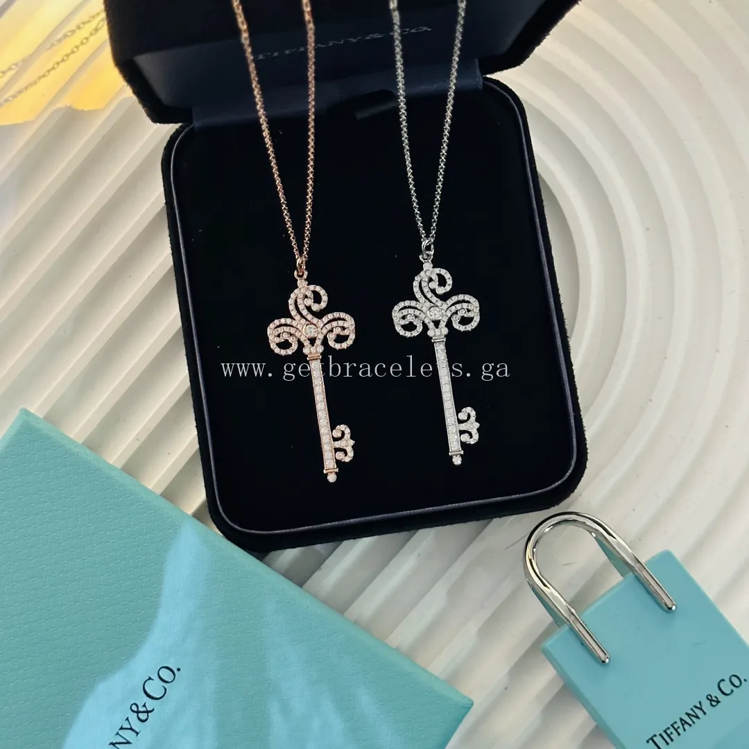 Tiffany Keys Fleur de Lis Key Pendant Rose Gold/White Gold